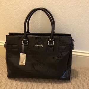 Harrods Faux Crocodile Brown Tote Bag